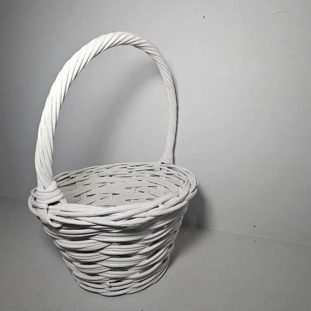 Painted White Easter Basket 12 Inches